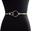 Cadena de cintura elástica de metal con hebilla de doble aro para mujer, estilo informal, estilo cruzado