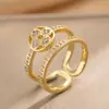 Anillo Exquisito Super Brillante de Circonita para Niñas, Lujo Accesible y Anillo de Apertura Ajustable de Gama Alta, Baño de Oro Real Simple