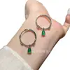 Anillo de calabaza de jadeíta natural al por mayor del fabricante con incrustaciones de plata s925, diseño fresco y simple, popular en Xiaohongshu