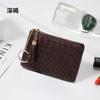 Bolsa de moedas pequena com zíper nova para primavera e verão, bolsa simples de cor sólida leve para cartões, bolsa tecida à mão, bolsa feminina fofa e requintada