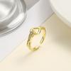 Anillo abierto anudado geométrico con incrustaciones de circonita y cobre de Niche Fashion, estilo ins con personalidad, anillo ajustable para dieta de pareja