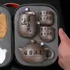 Conjunto de Chá Presente Conjunto de Chá Portátil para Viagem Zisha Vidro Copo Rápido Copo de Justiça Uma Panela Seis Copos Separação de Água e Chá Conjunto Completo