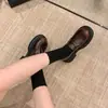 Versión de Piel de VacaOferta Especial~Mocasines Slip-On de Suela Gruesa Estilo Retro Británico Deteriorado para Mujer