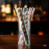 Canudos de papel coloridos descartáveis biodegradáveis criativos para decoração de suco coquetel drinks estrelas listras festa