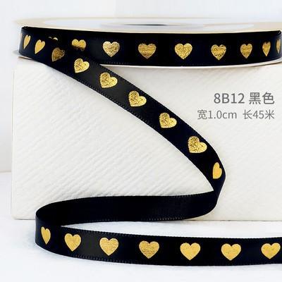 1cm烫金爱心丝带花束礼盒蝴蝶结礼品鲜花包装丝带缎带花束装饰