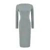 Elegante vestido largo de una manga con pliegues para mujer, prenda interior de otoño e invierno, estilo chic y retro, vestido largo que ciñe la cintura y realza las caderas