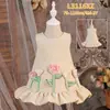 Vestido Novo Infantil Transfronteiriço com Design Floral Tridimensional, Vestido Princesa para Meninas, Vestido Regata de Corte A sem Mangas, Vestido Formal Estiloso