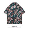 Nueva Camisa de Flores Hawaianas para Hombre Estilo Retro Hong Kong Holgada Estilo Hong Kong Vacaciones en la Playa Floral de Manga Corta Moderna para Parejas
