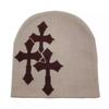 Gorro de Punto Estilo Y2K Corto Patrón Cruzado Jacquard para Mujer Deporte al Aire Libre Tendencia Calle Lana Gorro de Lana Fábrica
