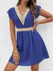 Suministro Exclusivo Transfronterizo 2026V Vestido de Encaje para Mujer con Mangas Cortas Fruncidas y Falda Corta de Corte A