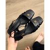 Sandalias Francesas de Punta Descubierta para Mujer Primavera y Verano Nuevo Estilo con Tacón Grueso Cómodas Zapatos Romanos a la Moda