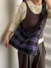 Bolso Bandolera para Mujer 2025 Nuevo Retro Cuadros Cremallera Bolsa de Lona Gran Capacidad Casual Versátil Bolso de Hombro Cuadros