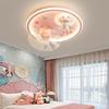 Ventilador de cabeza móvil LED con luz de techo con protección ocular de espectro completo para dormitorio infantil con astronauta de dibujos animados y voz inteligente sin conexión