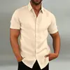 Atacado Roupas de Cima Transfronteiriças, Camisas Masculinas de Manga Curta, Novo Estilo Masculino Retrô Algodão e Linho Casual Soltas Camisas Masculinas de Manga Curta