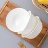Cerámica de Porcelana de Hueso Blanca Pura Vajilla Doméstica Bol de Arroz de 6 Pulgadas Bol para Fideos Bol para Fideos Instantáneos Bol para Fideos de Estudiante