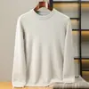 Suéter de Cachemir 100% Puro para Hombre Bai Cai Rong, Cuello Alto Medio, Tejido de Lujo Ligero, Casual de Negocios, Top de Punto Cálido para Otoño e Invierno
