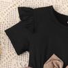 Ropa Infantil Baopin Vestido de Malla con Lazo Estampado de Flores Antiguas Británico de Primavera y Verano Transpirable de Manga Corta Vestido Infantil para Niña