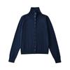 Cardigan de Tricô de Manga Longa com Gola Alta e Botões Únicos Outono Novo Zhao Lusi Estilo Preguiçoso Feminino Suéter Interno Solto
