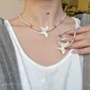 Collar de Perlas Shijia Mariposa de Nácar Natural de Invierno Cuentas de Mijo Cadena Corta Apilada para Clavícula Lujo Accesible Nicho Mujer