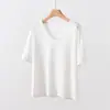 Camiseta de Linho com Manga Curta, Respirável e Amiga da Pele, Estampa de Gotas, para Mulheres, Top Casual Soltinho, Camisa Simples e Versátil com Gola Redonda para Mulheres