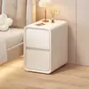 Pequena mesa de cabeceira moderna minimalista, armário lateral ultra-estreito estilo creme, nova prateleira de armazenamento para espaços mínimos ultra-estreitos
