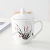 Taza de Agua de Cerámica Doméstica de Jingdezhen de Porcelana Fina con Tapa, Juego para Hotel Hotel Oficina Taza para Reuniones Taza de Té