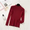 Outono e Inverno Novo Estilo Coreano Cor Sólida Suéter Básico Tricô para Mulheres Suéter de Gola Alta Emagrecedor para Mulheres