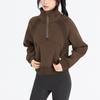 Ropa de Yoga Cálida de Media Cremallera para Otoño e Invierno para Mujer Ropa Deportiva para Correr Fitness Sudadera con Cuello Alto Forro Polar Holgada Suave