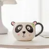 Taza de Cerámica de Panda Lindo _ 350ml Taza de Café Adorable de Animal con Acento de Bambú