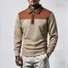 Moletom Color Block Masculino Amazon Novo Casual Gola Polo Meio Zíper Top Jacquard Pulôver Moletom Masculino