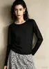 Camisa Base Jacquard Paisley Inspirada em Design 26 Novo Estilo de Verão Semi-Transparente Nebulosa Gola Redonda Manga Longa Camiseta para Mulheres 1348