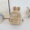 Mochila pequeña de felpa con orejas de conejo para mujer 2026 Nuevo estilo Mochila mini para niños Bolsa linda de corazón femenino