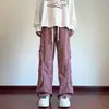Calça de veludo cotelê tie-dye para homens, primavera e outono, calça longa reta solta de perna larga, calça de moletom esportiva estilo americano, calça casual estilosa