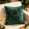 Fronha de almofada de árvore de Natal mais vendida da Amazon com flocos de neve, sinos e laços bordados para decoração de sofá