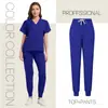 Traje Frosted Elástico de Doctor Ropa de Trabajo para Salón de Belleza de Mujeres de Comercio Exterior Ropa de Cirugía Traje de Manga Corta para Lavar Ropa