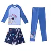 Novo Maiô Infantil Meninos Meninas Manga Longa Calça Longa Conjunto de Três Peças Proteção Solar Secagem Rápida Crianças Pequenas e Médias Roupa de Banho Quente
