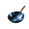 Wok Tradicional de Hierro Seleccionado Cuidadosamente con Acabado de Esmalte Azul, Utensilio de Cocina Redondo Antiguo, Engrosado para Uso en Estufa de Gas, Sin Recubrimiento, Listo para Usar