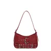 Bolso para Viajar Bolso de Hombro Diseño de Nicho Francés de Alta Gama Decoración de Correa Remaches Bolso de Hombro Retro para Mujer