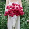 Manta con Ramo de Rosas Manta Terminada para Siesta en la Oficina Manta Tejida a Mano con Bolas de Lana para Regalo
