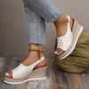 Sandalias de cuña de talla grande para mujer, comercio exterior transfronterizo, nuevo modelo de verano 2026, estilo europeo y americano, plataforma impermeable, sandalias casuales de moda