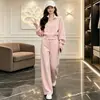 Conjunto súper elegante de principios de otoño 2026: conjunto casual de dos piezas, moderno, chic, de alta gama, sudadera de manga corta y pantalones de pierna ancha
