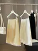 Saia de Bolinhas Inspirada em Design para Mulheres, Nova Saia de Renda com Patchwork Linha A Justa ao Corpo Verão 2026, Saia de Comprimento Médio Fashion e Elegante