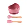 Tazón de comida complementaria para bebés vajilla infantil a prueba de caídas a prueba de quemaduras integrado para comer silicona entrenamiento para bebés y niños pequeños tazón con ventosa de caracol