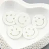Colgante llavero de acrílico de color sólido de 24 mm con esmalte, plano, de doble cara con cara sonriente, accesorios de joyería hechos a mano DIY