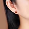Aretes de Ágata Roja del Sur Natural Pequeños Cubo de Azúcar Plata de Ley S925 para Mujer Estilo Chino Retro Rojo Elegante Joyería de Nicho Hy