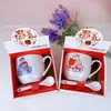 Xícara de Cerâmica café xícara individual com colher caneca desenho animado casal xícara publicitária LOGO personalizado presente de atividade