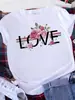 Transfronterizo Talla Europea2025 Alma Valiente L Retro Americano Letra Amor Blanco Camiseta Mujer Manga Corta Cuello Redondo