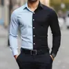 Moda Transfronteriza Primavera, Otoño, Verano 2026 Ropa de Hombre Moderna Versátil Colorido en Bloques Estampado 3D Cuello Campana Camisa de Manga Larga