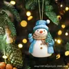 Popular Transfronterizo Acrílico 2D Gorro Navideño Muñeco de Nieve Lindo Colgante de Manualidades Decoración de Árbol de Navidad Colgante de Coche