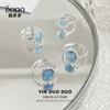 Anillo de aguamarina personalizado en plata de ley S925 con cristal esmerilado, sencillo y liso, diseño de nicho, joyería ovalada para mujer